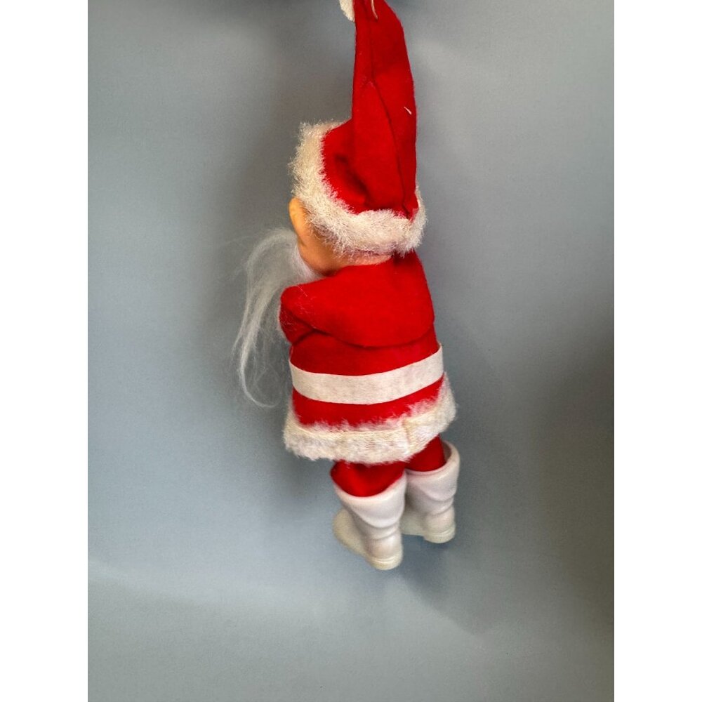 MCM Santa Claus Ornament Rubber Face Felt Spun Cotton Beard White Boots 7 Inch - Picture 7 of 15